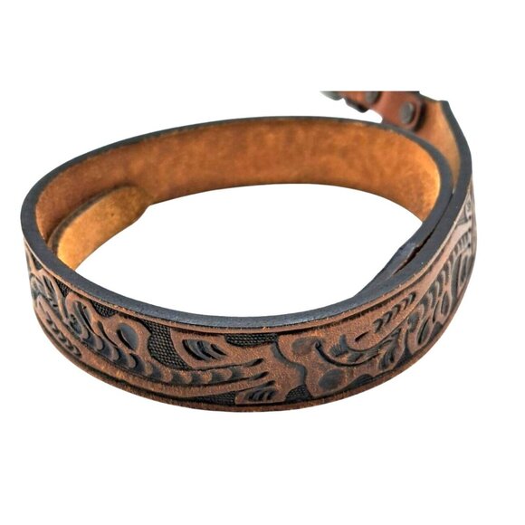 Vintage Circle S Wester Tooled Leather Ranger Belt Size 32 Floral Oak Unisex - Picture 3 of 11